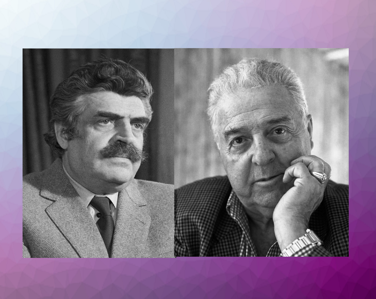 Авторы песни "Письмо учительнице" Слева: композитор Френкель, Ян Абрамович (1920-1989), справа поэт Танич, Михаил Исаевич (1923-2008). 