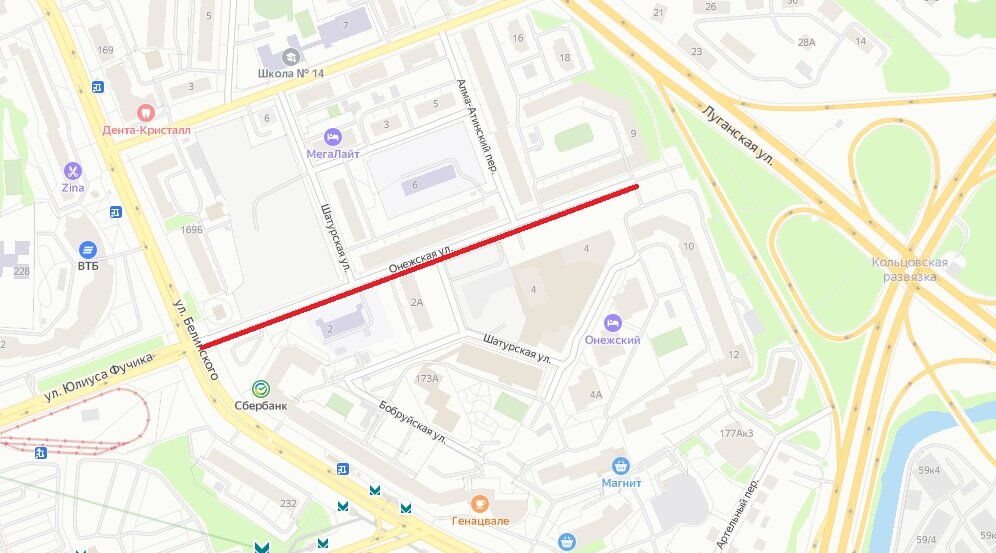 Улица Онежская (Екатеринбург) © Яндекс