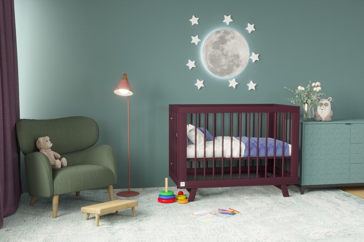 Кроватка Lilla Aria Italian Plum сливового цвета.