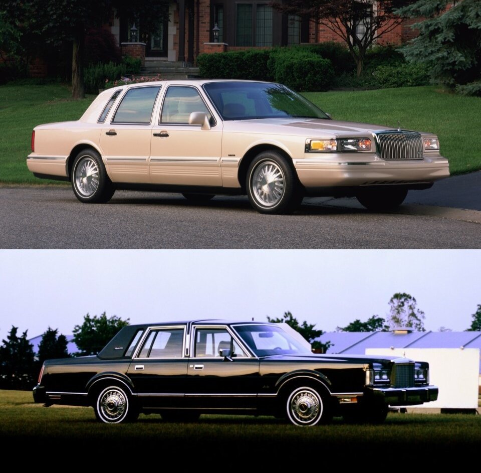 Lincoln Town Car 1997 (сверху) и 1987 (снизу) модельных годов
