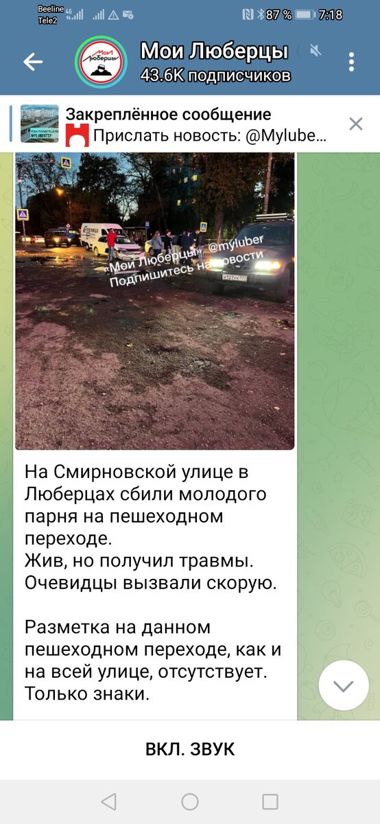 Скриншот с канала мои люберцы в телеграм.