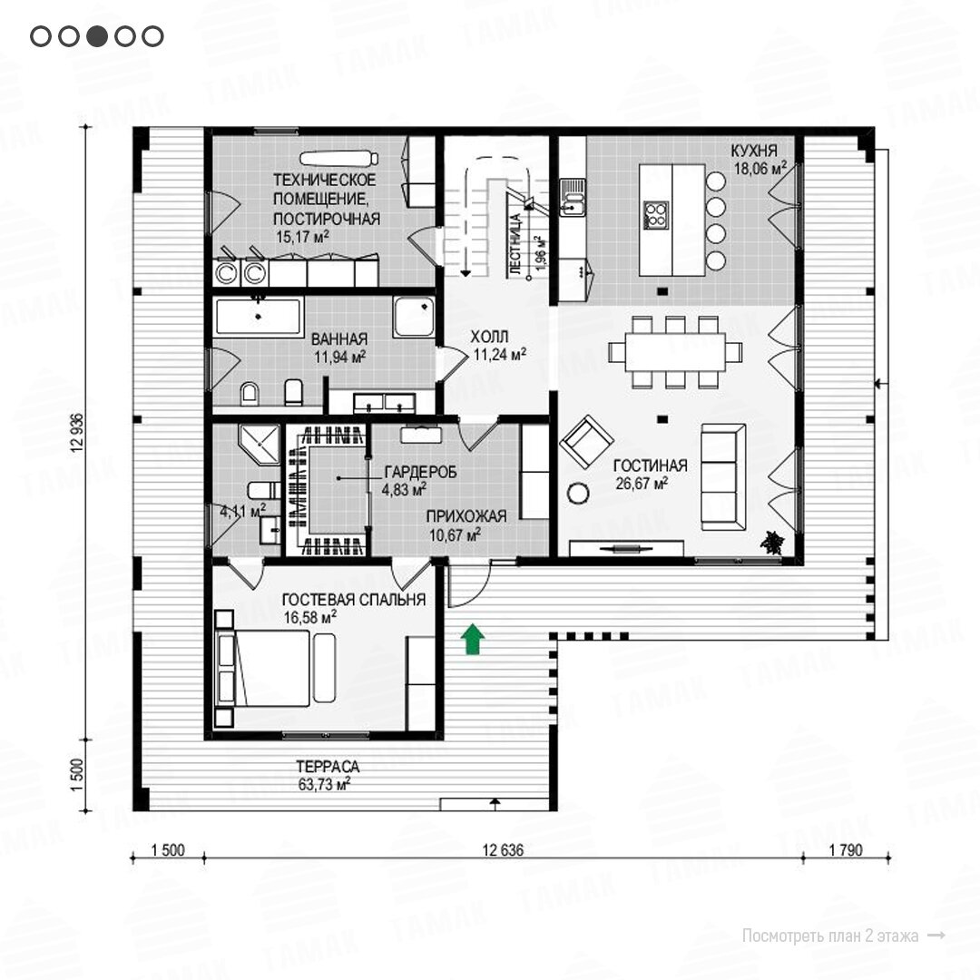 Двухэтажный дом в стиле хай-тек 315,17 м² | АО «ТАМАК» | Дзен