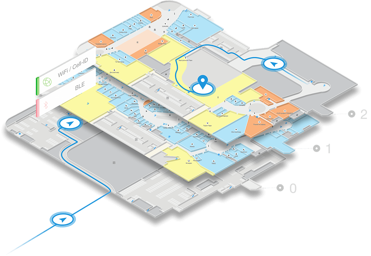 Location-based service позволяет определять местоположение пользователя там, где GPS-сигнал неустойчив: внутри зданий и в метро