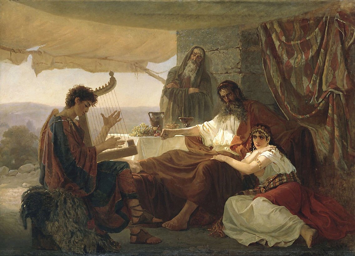 "Давид играет на гуслях перед Саулом", Н.П. Загорский, 1873. Русский музей, Санкт-Петербург.