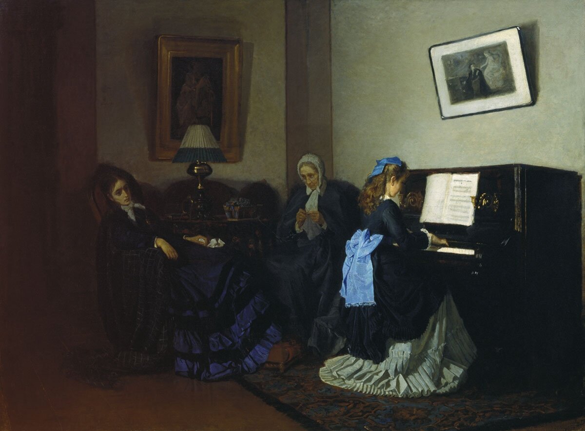 "Семейная сцена", Н.П. Загорский, 1875. Тамбовская областная картинная галерея.