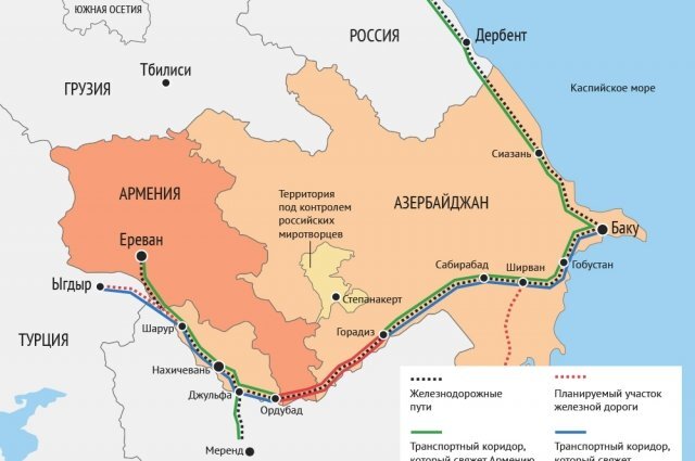    Международные железнодорожные пути в Закавказье. Инфографика