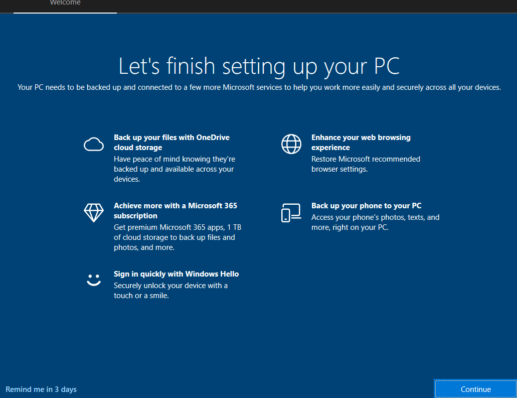 Время от времени при загрузке Windows 10 и 11 появляется экран, предлагающий завершить настройку вашего устройства. Завершение настройки вашего устройства. Let’s finish setting up your PC.