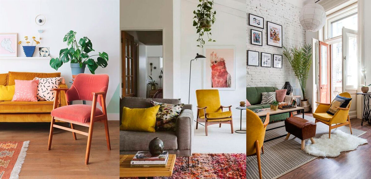 Примеры со стилизацией mid-century взяты: decoholic, palissandre