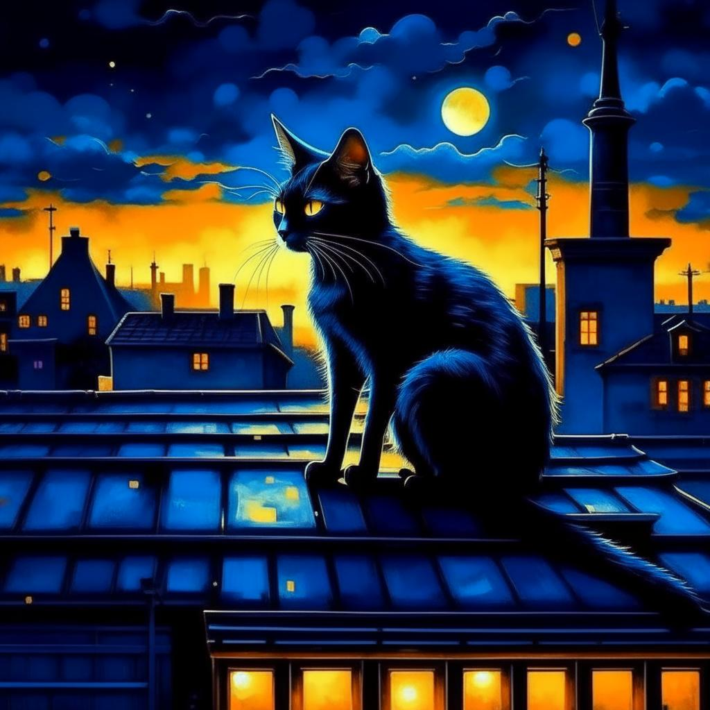 Просто кот. Просто на крыше.Источник: Kandinsky 2.2