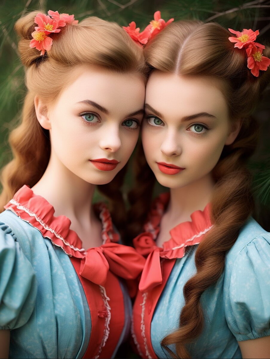 Нейросеть замечательно рисует близняшек. Эти портреты уникальны, ведь искусственный интеллект подмечает индивидуальность каждой из сестер, но при этом сохраняет сходство между ними.