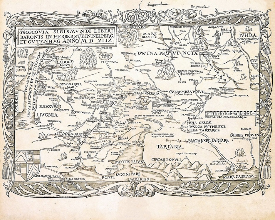 Сигизмунд Герберштейн на своей карте изобразил Золотую Бабу с копьем в левой руке в верхнем течении реки Оби
