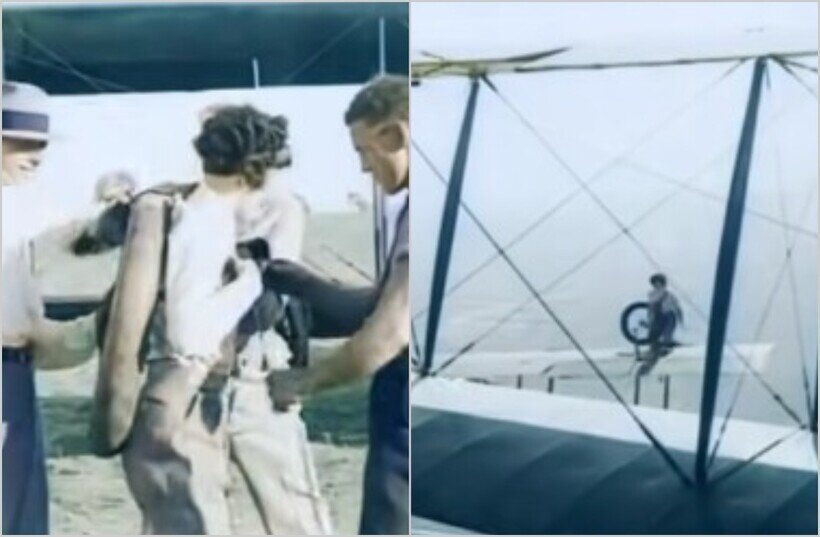    Видео: как в 1920-х годах смелая летчица поменяла колесо самолета прямо в небе