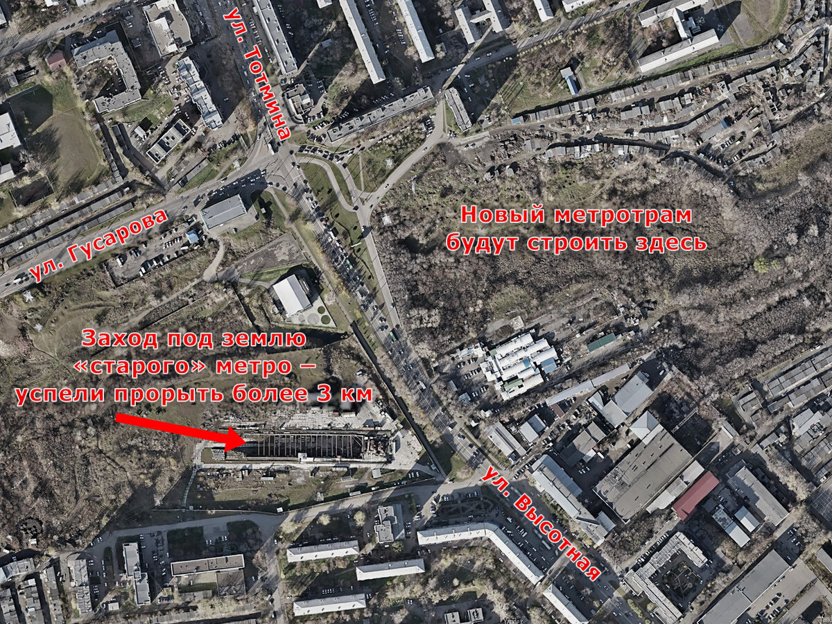     Общая схема расположения новой конечной станции метро в Октябрьском районе Красноярска