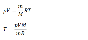 Температура, выраженная из уравнения Клапейрона-Менделеева