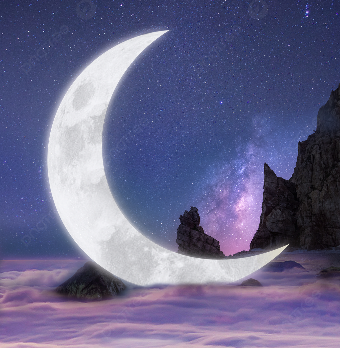 Луна. Красивая Луна. Лунная ночь. Луна на небе. Лунный полумесяц