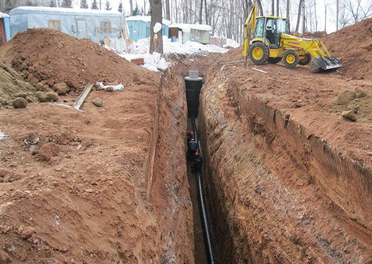 Строительство подземного газопровода. Прокладка труб. Траншея для газопровода. Прокладка труб в траншее. Прокладка трубопроводов водоснабжения.