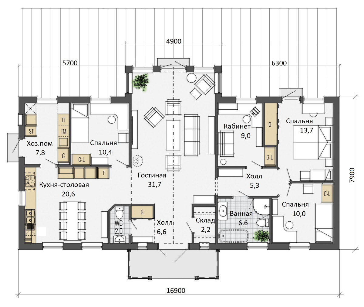 Пример планировки коттеджа - Pinterest