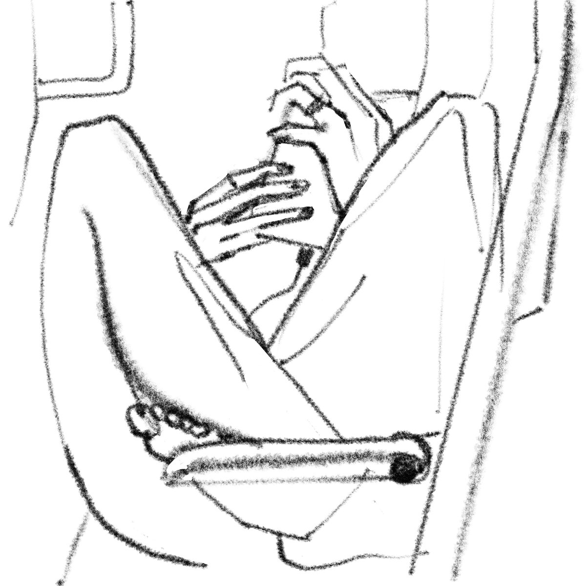 набросок, сделанный в самолете, автор Мария Кранк