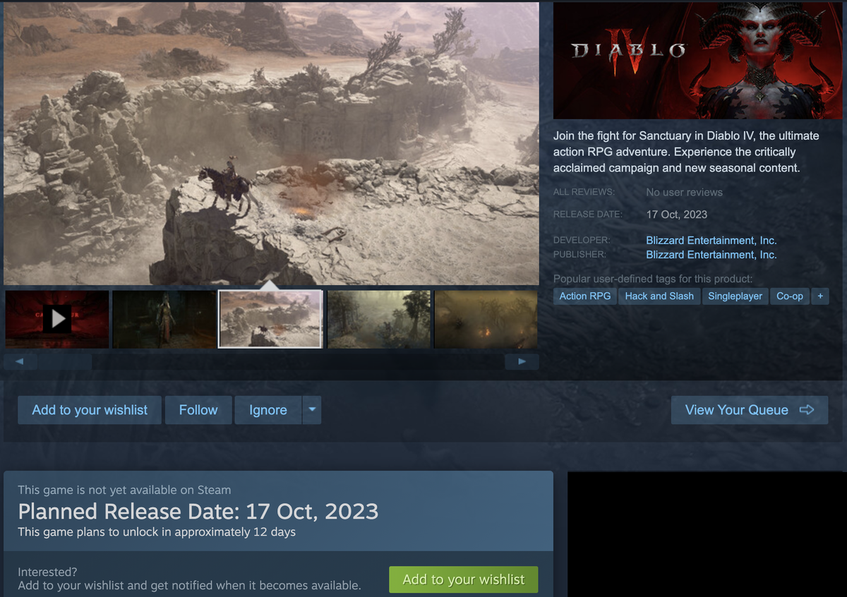 Планируемая дата релиза Diablo 4 в Steam