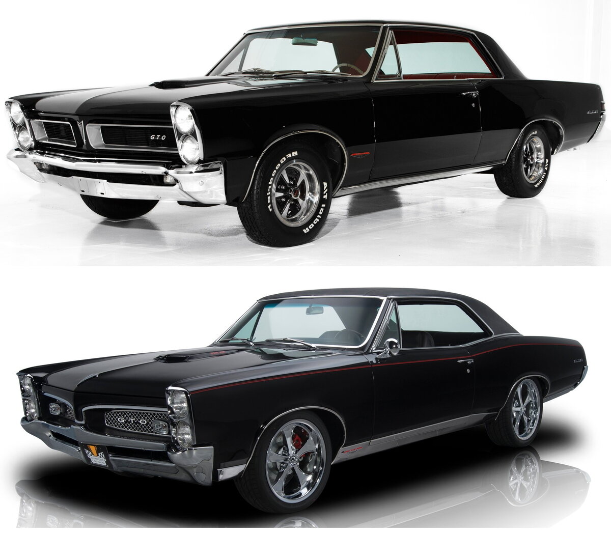 Pontiac GTO 1965 года вверху  и 1967 года "Coke bottle style" ниже