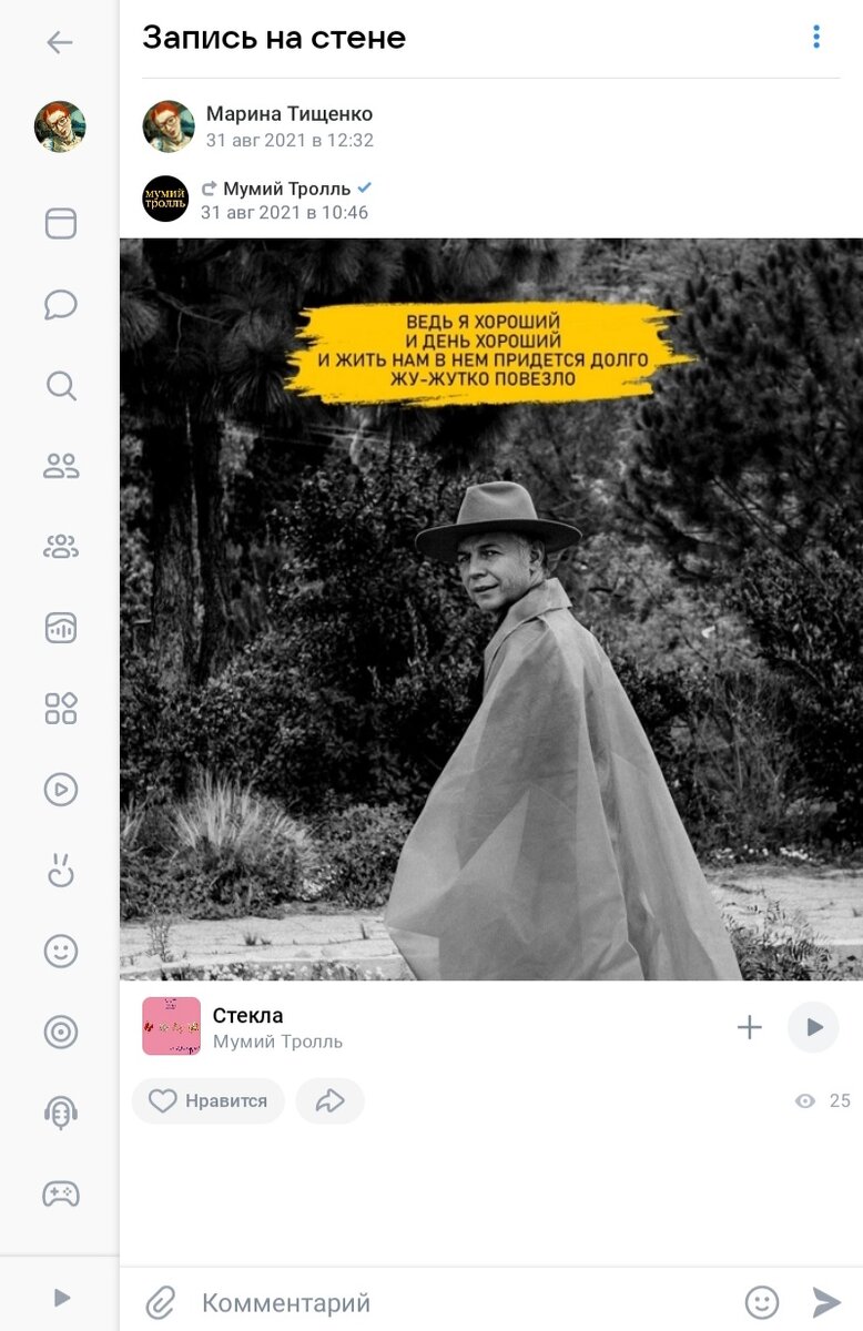 Скриншот моей странички ВК