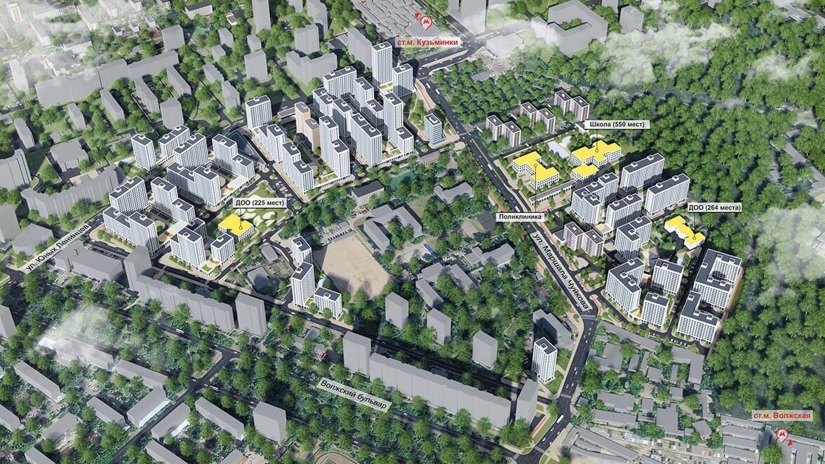 План новых микрорайонов по Программе Реновации в Кузьминках на 2025-2032 годы. Фото  сайта Фонда Реновации