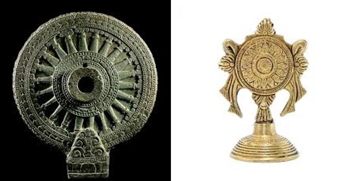 Дхармачакра Будды и Сударшаначакра Вишну. Фото kulturekatha.com