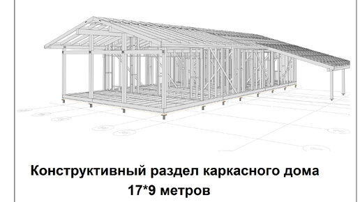 Презентация конструктивного раздела проекта каркасного дома 17 на 9 метров