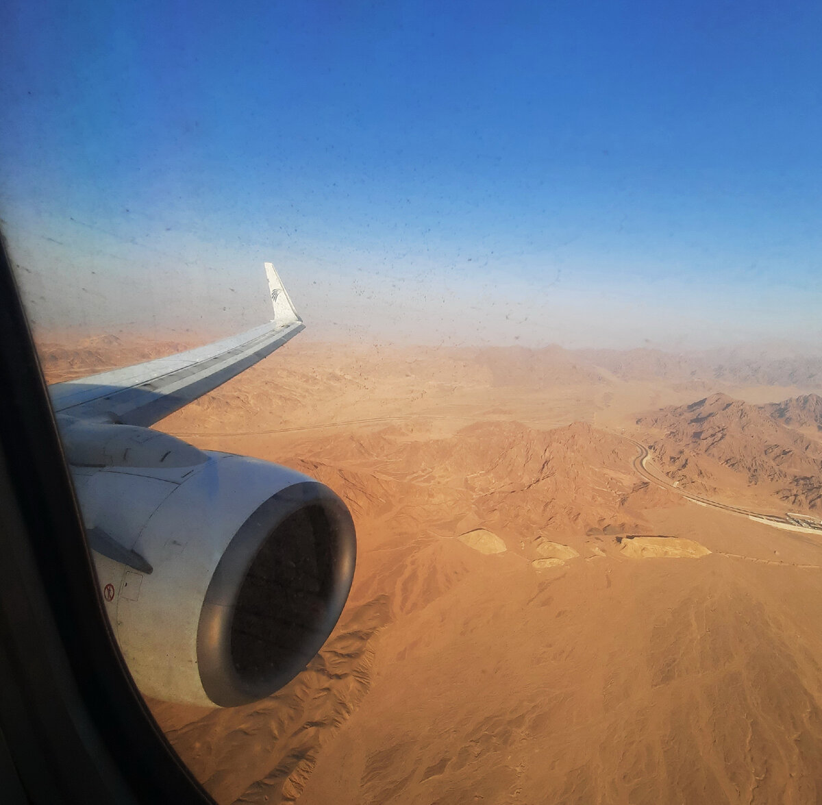 Вид на Синайский полуостров Египта с высоты. 