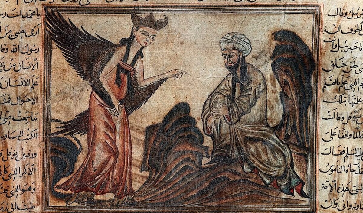 Ангел Джабриль диктует Мухаммеду Коран.