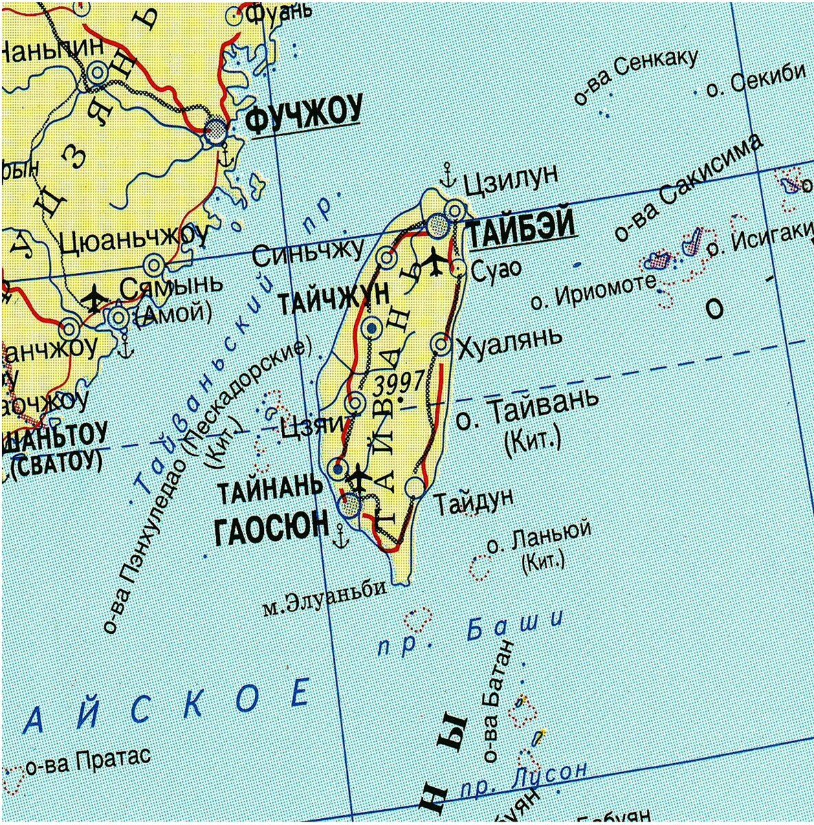 Остров Тайвань (Формоза) на карте