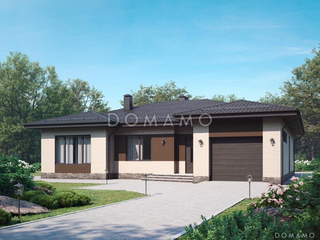 Проект D3647 — одноэтажный дом с гаражом