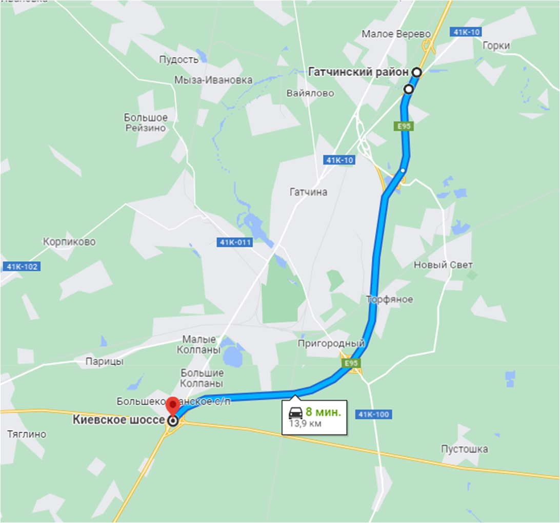 Обход Гатчины. Google.Maps