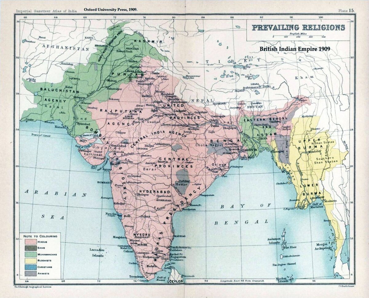 Карта британской индии 1914