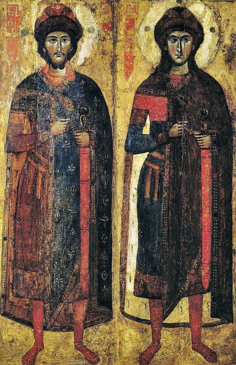 Святые Борис и Глеб. Музей русского искусства в Киеве. к. XIII - н. XIV вв.