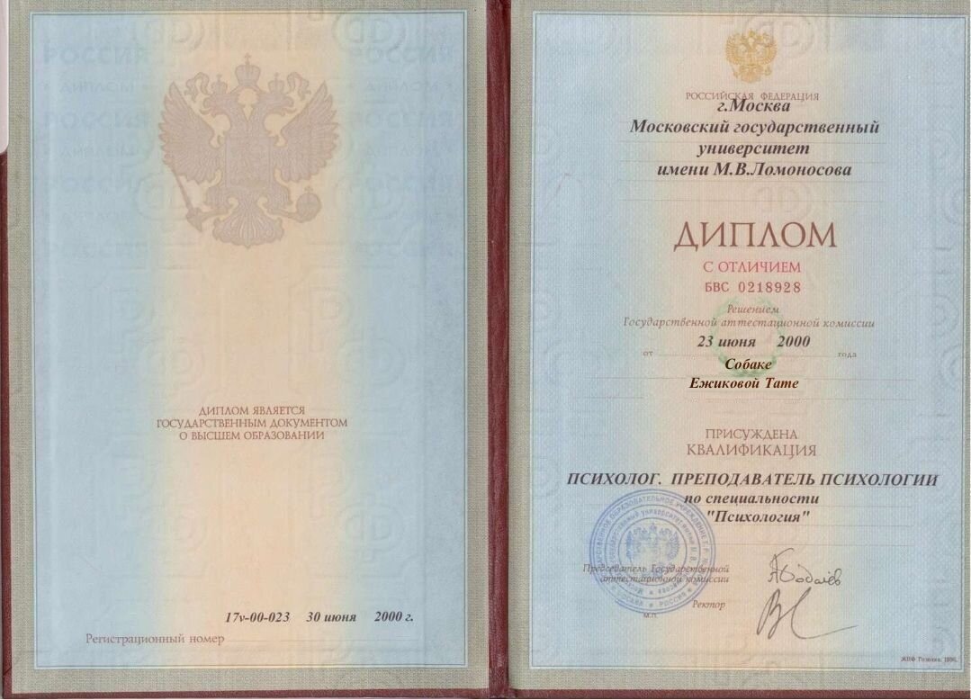 Диплом собачки Таточки. Любезно предоставлен для ознакомления. 