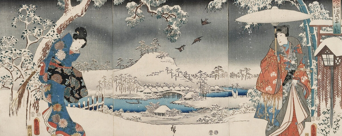 Фото из открытых источников. Японская цветная гравюра. Утагава Хиросигэ "Зима"