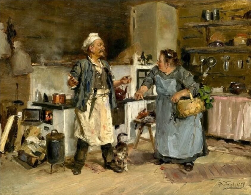 Опять они ссорятся (повар и кухарка), худ. В. Маковский