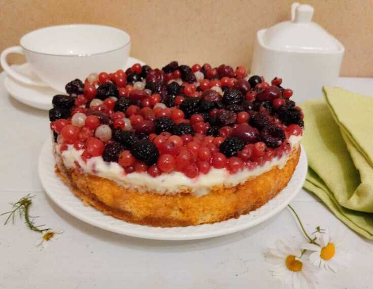 Простой бисквитный торт с заварным кремом - рецепт Бабушки Эммы