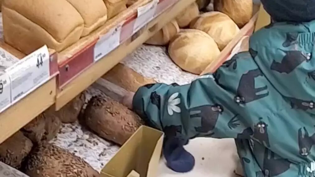     Красноярцы в соцсетях раскритиковали поведение матери и её ребенка в магазине. Ребёнок ел семечки с хлеба на прилавке магазина.