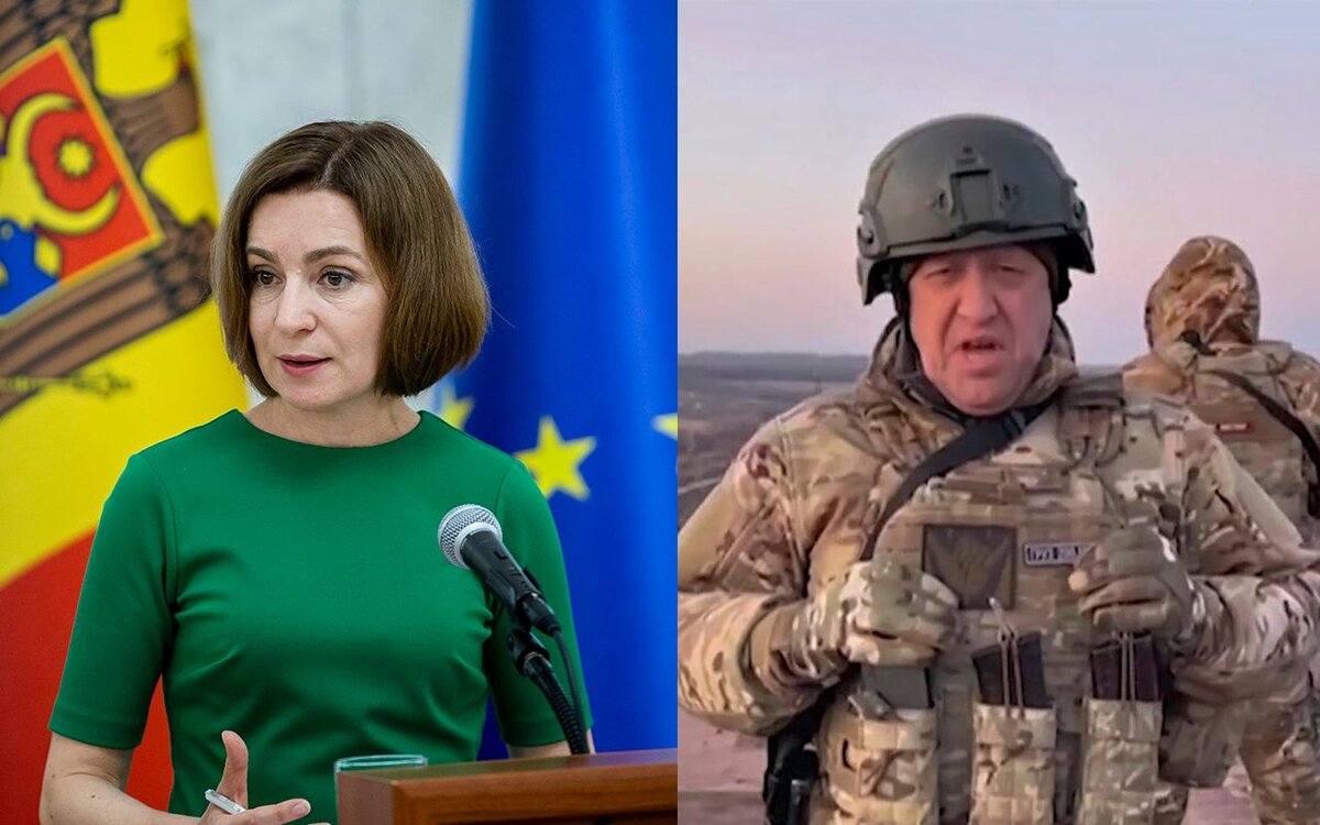    Президент Молдавии Майя Санду и Евгений Пригожин ©EPA/DUMITRU DORU, Wagner Group/Planet Pix via ZUMA