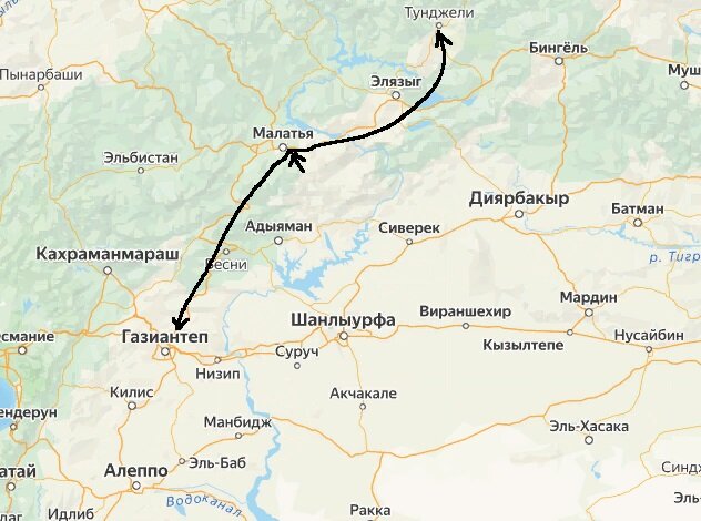 Ганзиантеп-Малатья-Тунджели. Анатолия.
