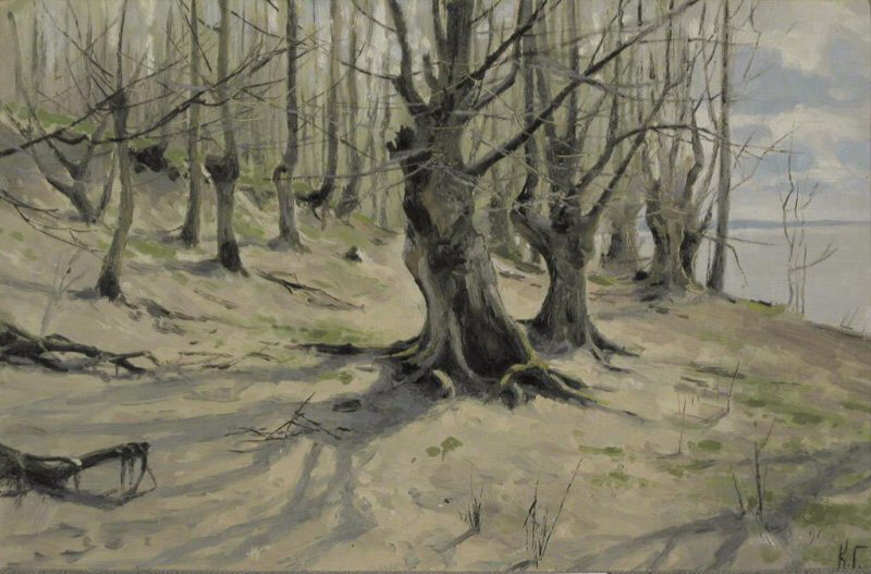 К. П. Головкин. Осокори на берегу Волги, из альбома пейзажей. 1907. Самарский областной художественный музей. Источник: https://goskatalog.ru/portal/#/collections?id=14407704