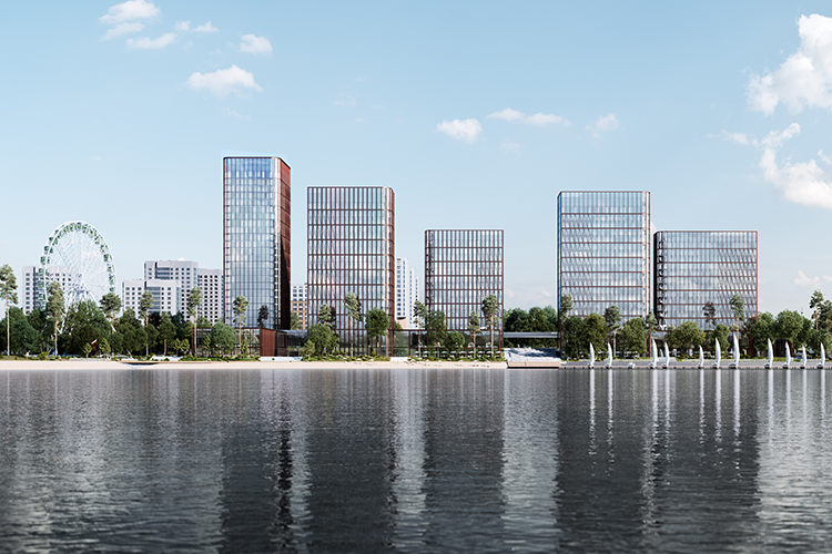    Сроки строительства комплекса из пяти башен высотой от 65 до 100 м просто фантастические — остался всего год Эскиз предоставлен Sergey Skuratov Architects