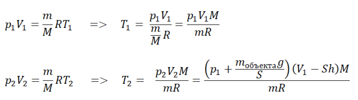 Формулы температуры в каждом состоянии
