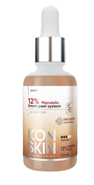 ICON SKIN Миндальная смарт-пилинг система 12%, для всесезонного применения, мягко отшелушивает кожу, ускоряет регенерацию, нормализует работу сальных желез