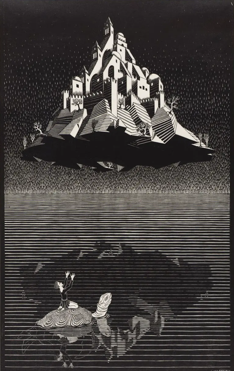 Замок в воздухе (Мауриц Корнелис Эшер  • Гравюра, 1928 год)