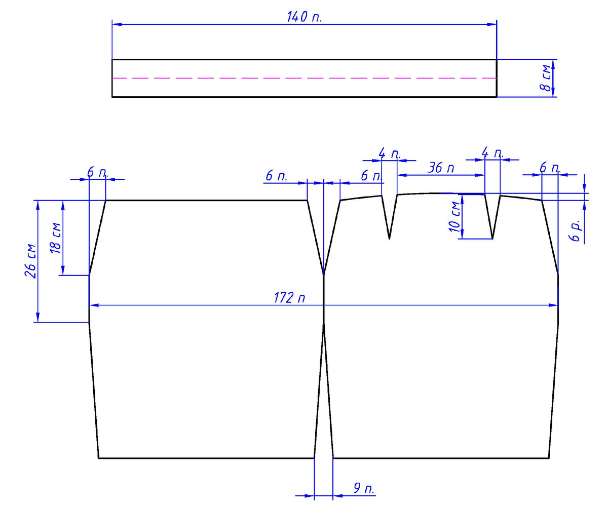 Фото автора. Выкройка дана с пересчётом на петли.