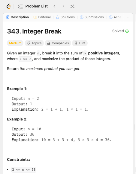 LeetCode 343