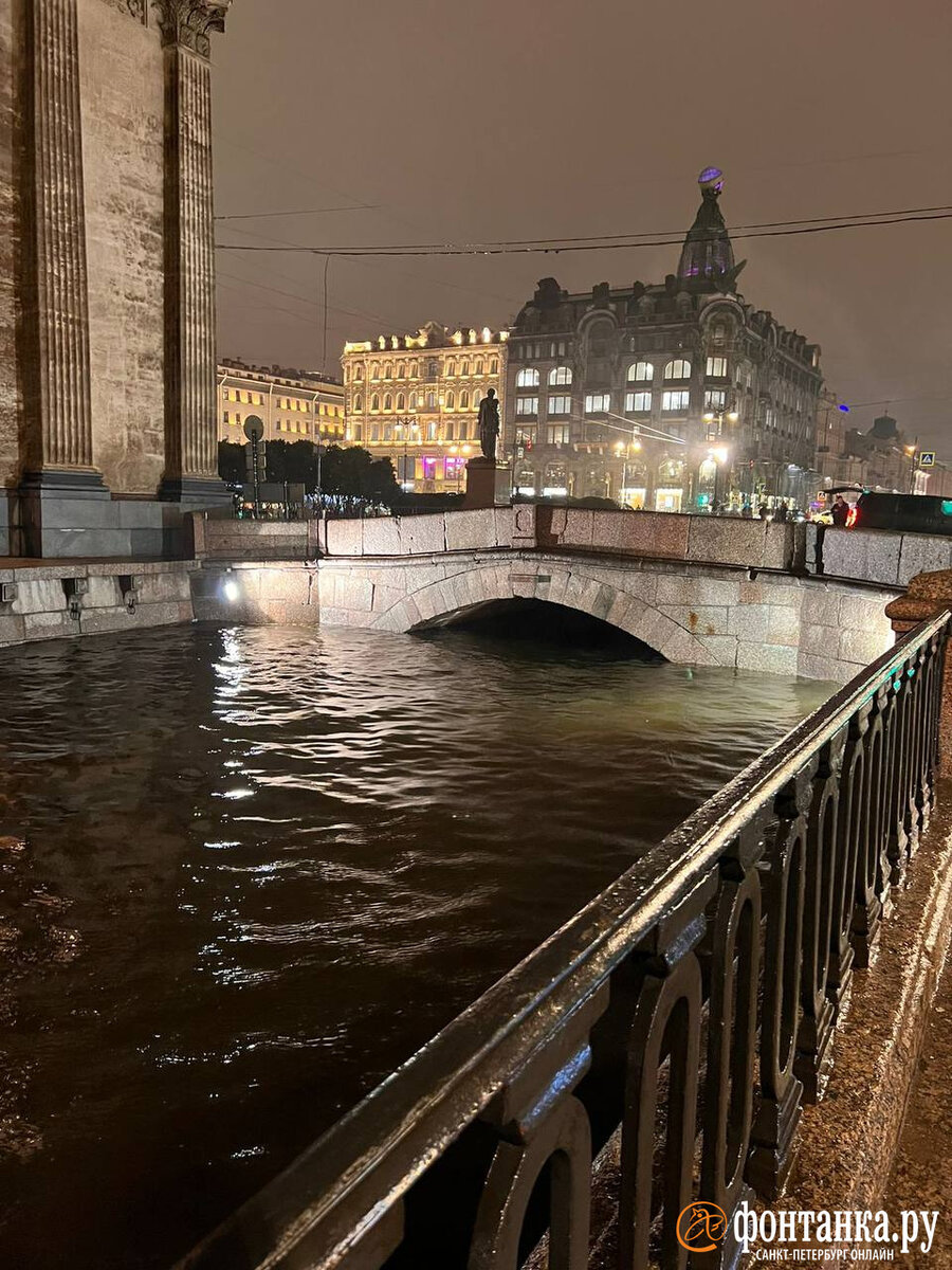 Сильный ветер нагнал воды в реки и каналы Петербурга. Читайте на 